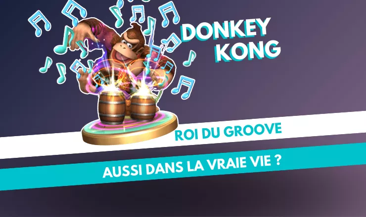 Donkey Kong en train de jouer de la musique et texte Donkey Kong : roi du groove aussi dans la vraie vie ?